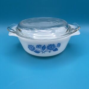 Vintage Anchor Hocking Fire King Blue Cornflower Mini Casserole Dish Lid